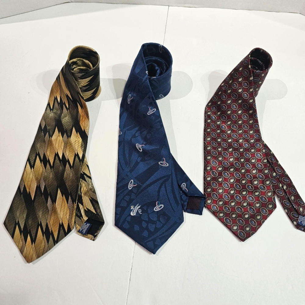 Don Loper Men's Tie Lot of 3 Patterned Polyester Made In USA READ